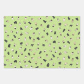 Pug紙吹雪 – 黄、紫、緑 ラッピングペーパーシート (正面3)