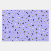 Pug紙吹雪 – 黄、紫、緑 ラッピングペーパーシート (正面2)