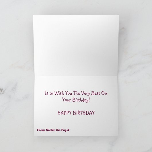 Pug誕生日カード カード (内部)
