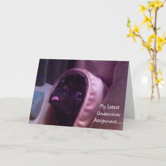 Pug誕生日カード カード (黄色い花)