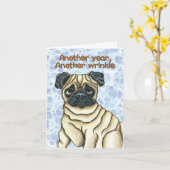 Pug誕生日カード カード (黄色い花)