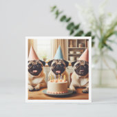 Pug誕生日カード、Pugカード、Pug 招待状 (スタンド正面)