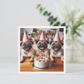 Pug誕生日カード、Pugカード、Pug 招待状 (スタンド正面)