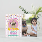 Pug誕生日ドギーパーティードッグ紙吹雪写真 招待状 (スタンド正面)
