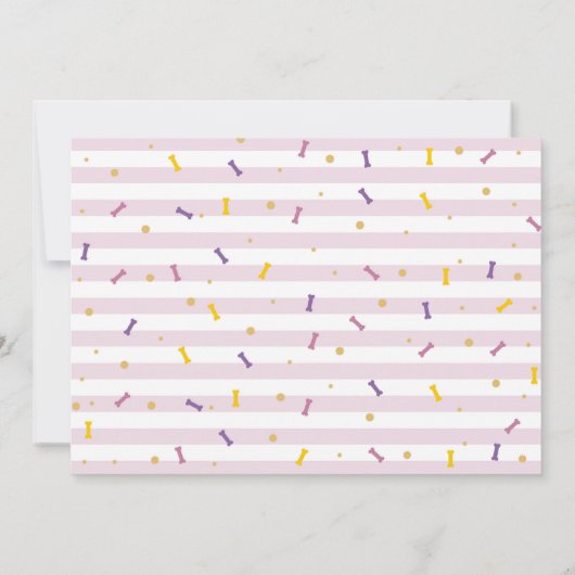 Pug誕生日ドギーパーティードッグ紙吹雪写真 招待状 (裏面)