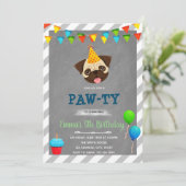 Pug誕生日パーティーの招待 招待状 (スタンド正面)