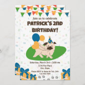 PUG誕生日招待状 招待状 (正面/裏面)