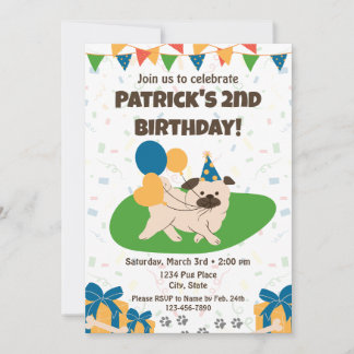 PUG誕生日招待状 招待状
