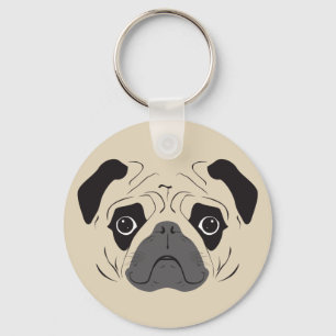 Pug顔シルエット キーホルダー