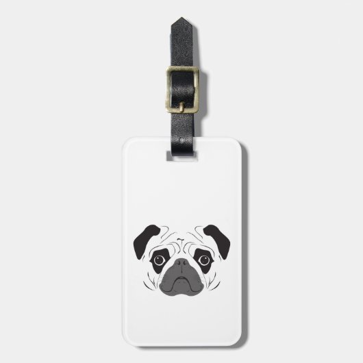 Pug顔シルエット ラゲッジタグ (正面縦)