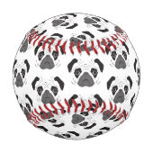 Pug顔シルエット 野球ボール (裏面)