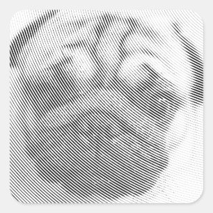 Pug顔 スクエアシール