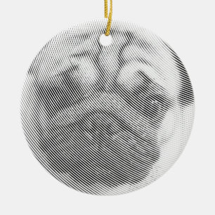 Pug顔 セラミックオーナメント
