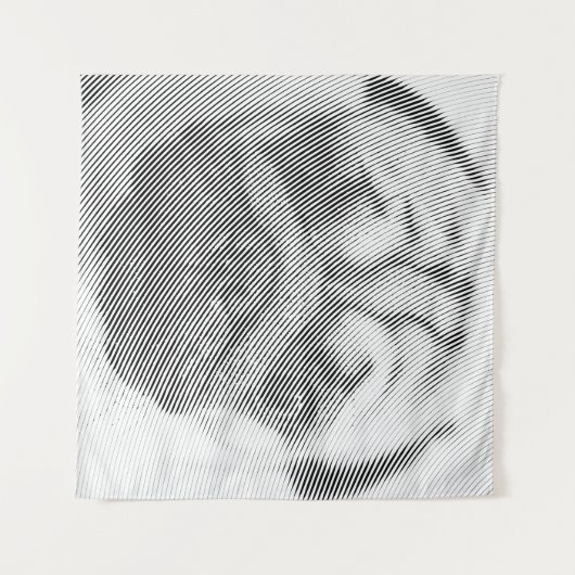 Pug顔 タペストリー (正面(横))