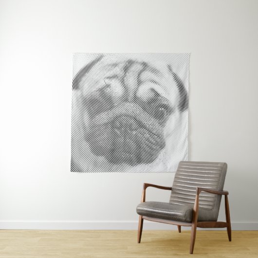 Pug顔 タペストリー (インサイチュ)