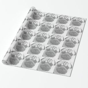 Pug顔 ラッピングペーパー