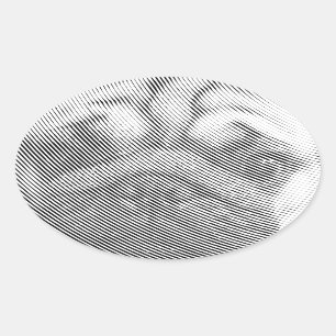Pug顔 楕円形シール