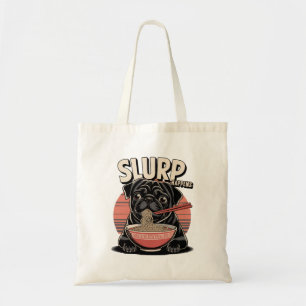 Pug食べラーメンがおもしろい起こる トートバッグ