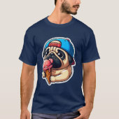 PUG食べ物アイスクリーム2 Tシャツ (正面)