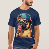 PUG食べ物アイスクリーム4 Tシャツ (正面)