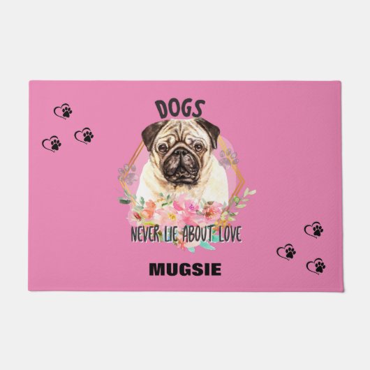 "PUG"のドーパーソナライズされたマット ドアマット (正面)