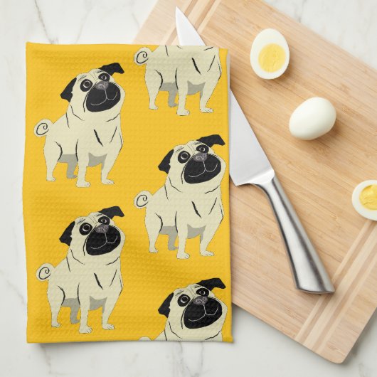 Pug キッチンタオル (四つ折り)