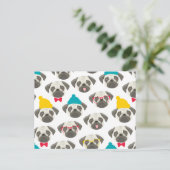 Pug – クリスマスにかわいい犬 ポストカード (スタンド正面)