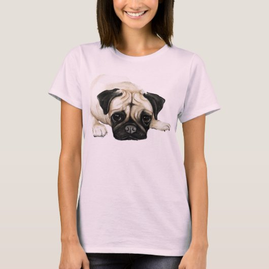 "Pug"ドッグアートシャツ Tシャツ (正面)