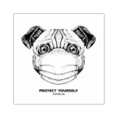 PUG 保護 YOURSELF COVID19警告のラバースタンプ ラバースタンプ (インプリント)