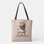 Pug – 犬の名前の追加、変更文字 トートバッグ (裏面)
