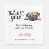 Pug 結婚's Thank You スタンダードランチョンナプキン (正面)
