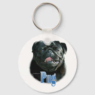 Pug (黒)名 キーホルダー