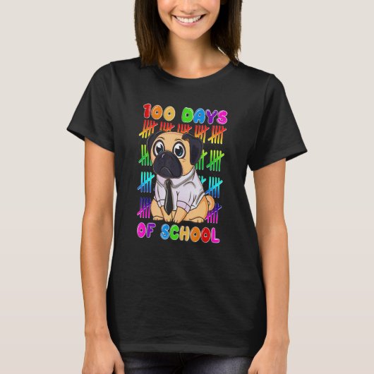 Pug 100 Days of School 100th Day of School Boys Gi Tシャツ (正面)