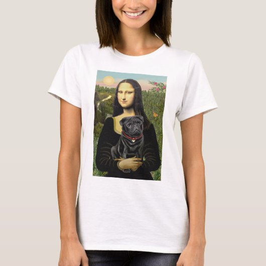 Pug 16 （黒） – モナリザ tシャツ (正面)