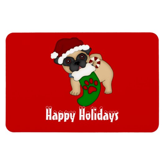 Pug #2クリスマスプレミアム磁石 マグネット (横)