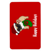 Pug #2クリスマスプレミアム磁石 マグネット (縦)