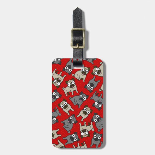 Pug-a-Dot（赤） ラゲッジタグ (正面縦)
