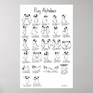 Pug Alphabet A-Z with Rhyme ポスター