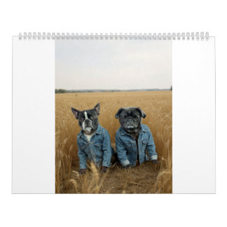 pug and Boston terrier calendar カレンダー