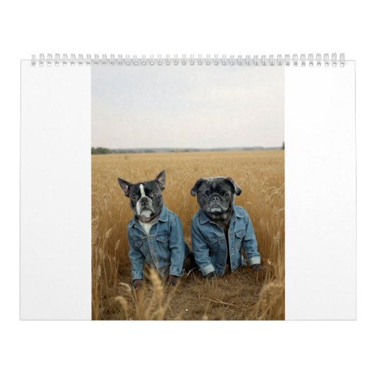 pug and Boston terrier calendar カレンダー (カバー)