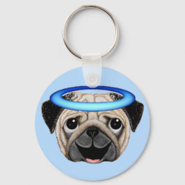 Pug Angel Emoji - Angel Pug Emoji キーホルダー