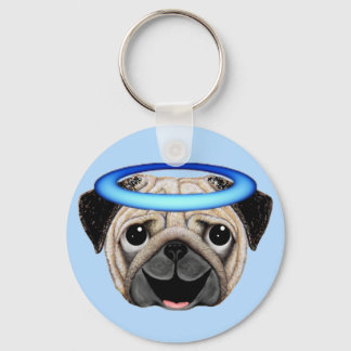 Pug Angel Emoji - Angel Pug Emoji キーホルダー