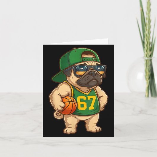Pug Basketball Dog 67 Gen Alpha Slang Srts Men Boy カード (正面)