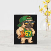 Pug Basketball Dog 67 Gen Alpha Slang Srts Men Boy カード (黄色い花)