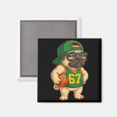 Pug Basketball Dog 67 Gen Alpha Slang Srts Men Boy マグネット (正面/裏面)