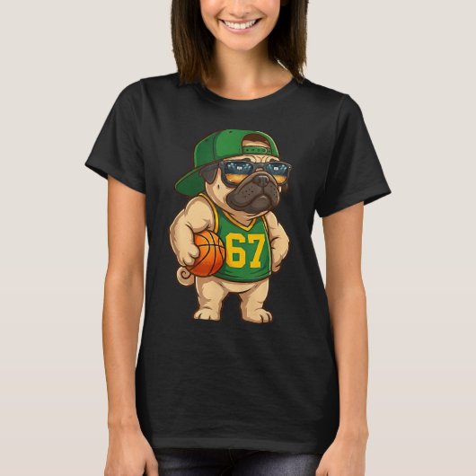 Pug Basketball Dog 67 Gen Alpha Slang Srts Men Boy Tシャツ (正面)