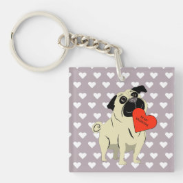 Pug be my Valentine キーホルダー