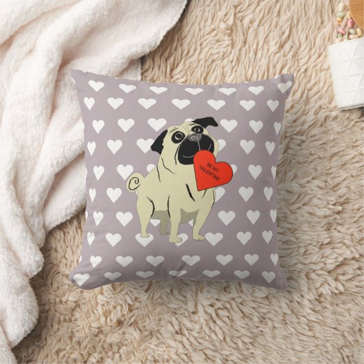 Pug be my Valentine クッション (ブランケット)