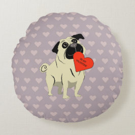 Pug be my Valentine ラウンドクッション