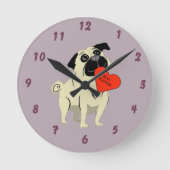 Pug be my Valentine ラウンド壁時計 (正面)